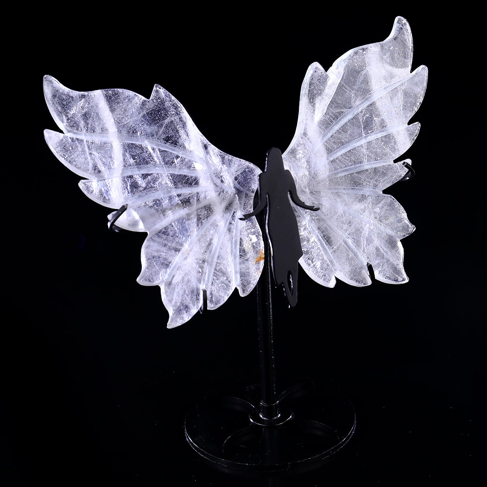 4.3" Quartz Rock Hand Carved Crystal Spirit Wings Sculpture Crystallumi