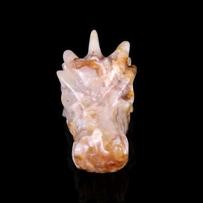 4.3" Sakura Agate Hand Carved Crystal Dragon Skull Sculpture Crystallumi