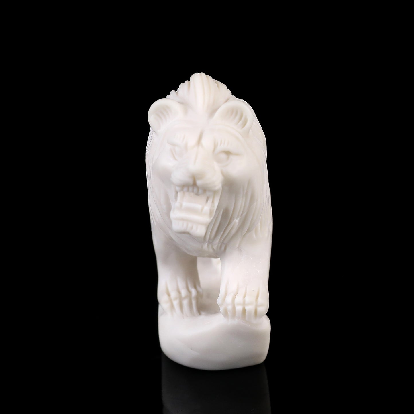 4.3" White Jade Hand Carved Crystal Lion Sculpture Crystallumi