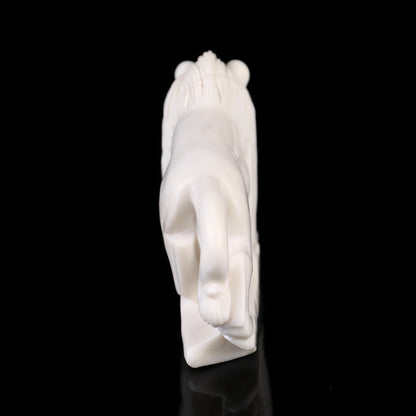 4.3" White Jade Hand Carved Crystal Lion Sculpture Crystallumi