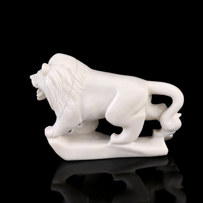 4.3" White Jade Hand Carved Crystal Lion Sculpture Crystallumi