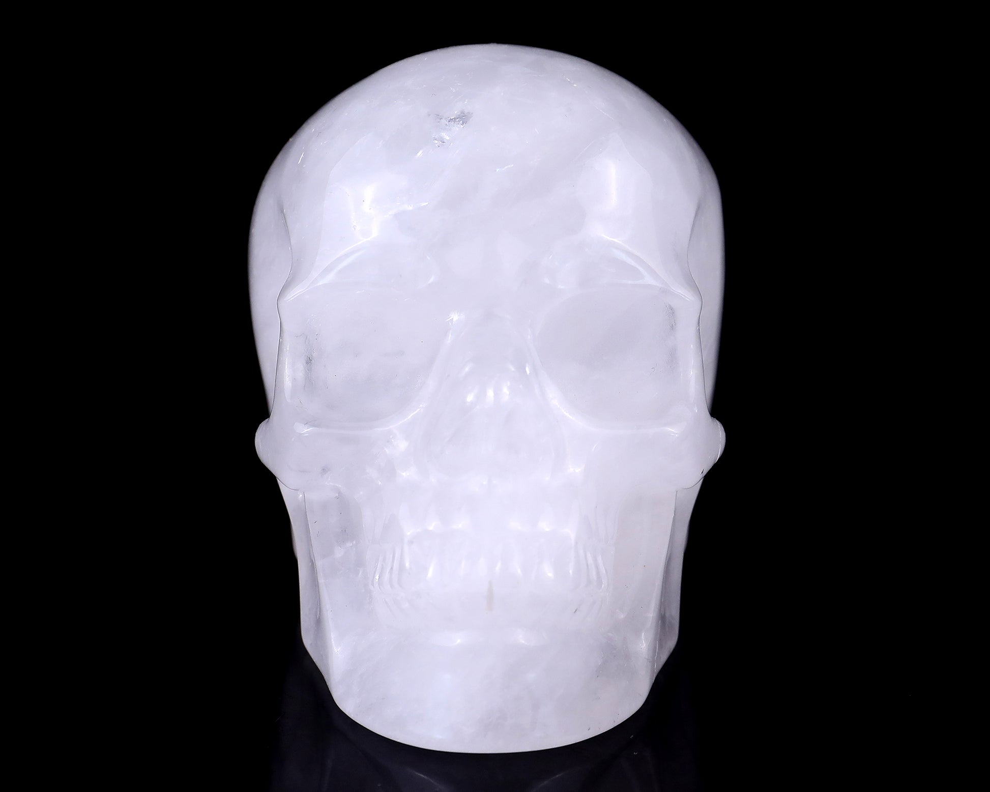 4.4" Angolan Quartz Hand Carved Crystal Realistic Skull Sculpture Crystallumi