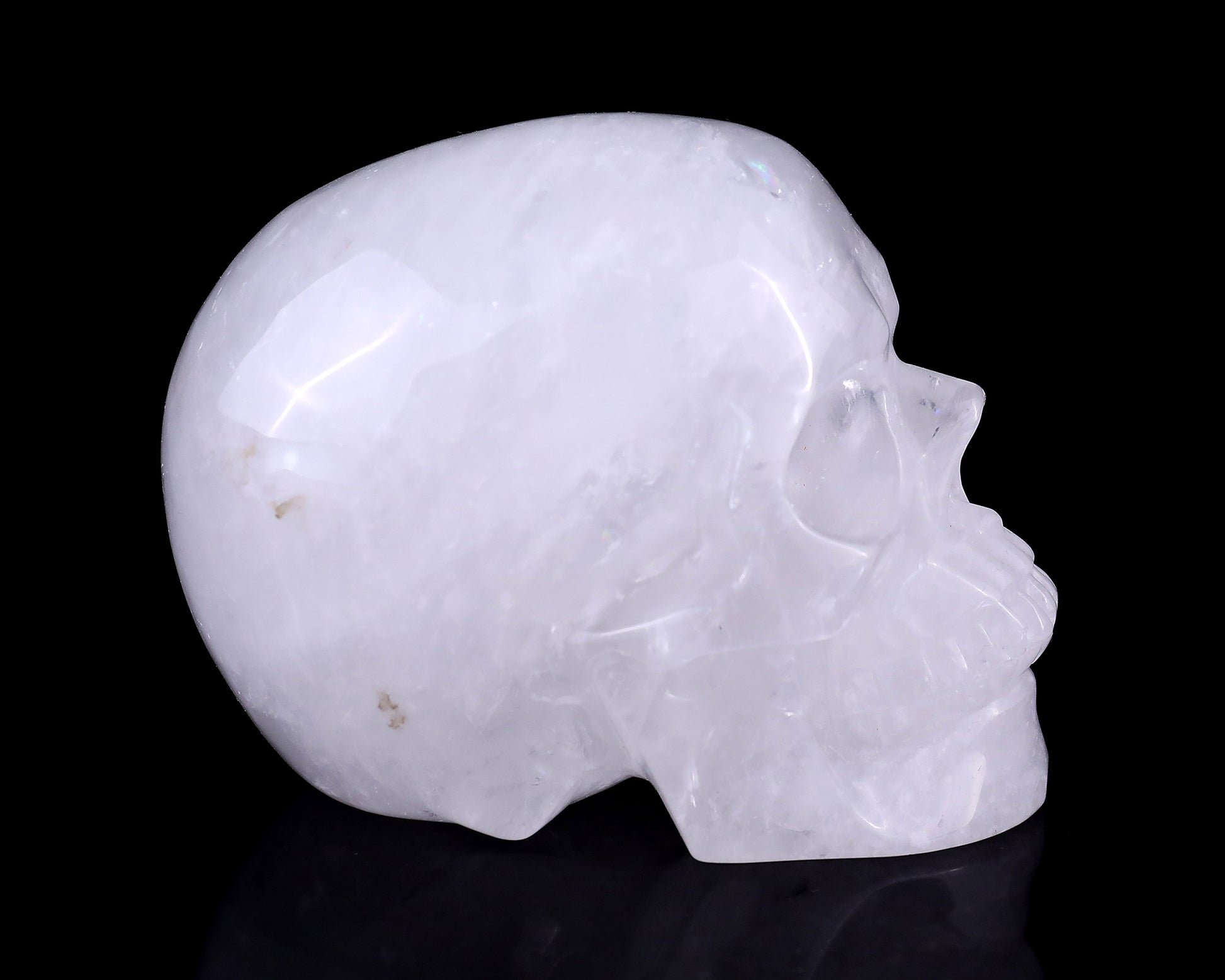 4.4" Angolan Quartz Hand Carved Crystal Realistic Skull Sculpture Crystallumi