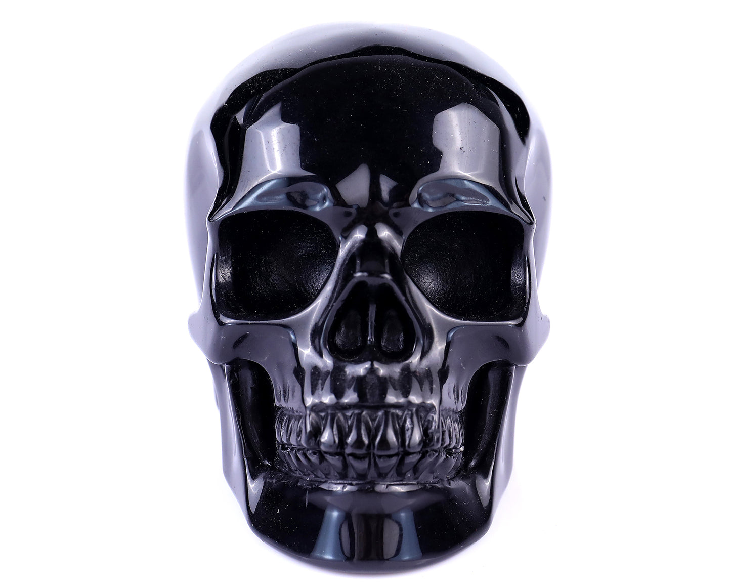 4.4" Black Obsidian Hand Carved Crystal Realistic Skull Sculpture Crystallumi