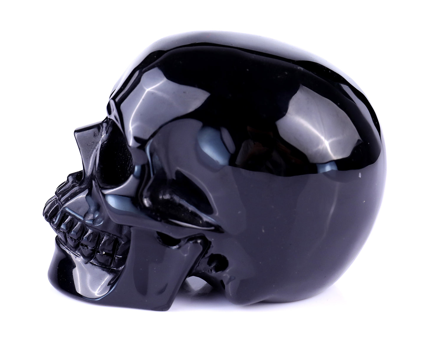 4.4" Black Obsidian Hand Carved Crystal Realistic Skull Sculpture Crystallumi