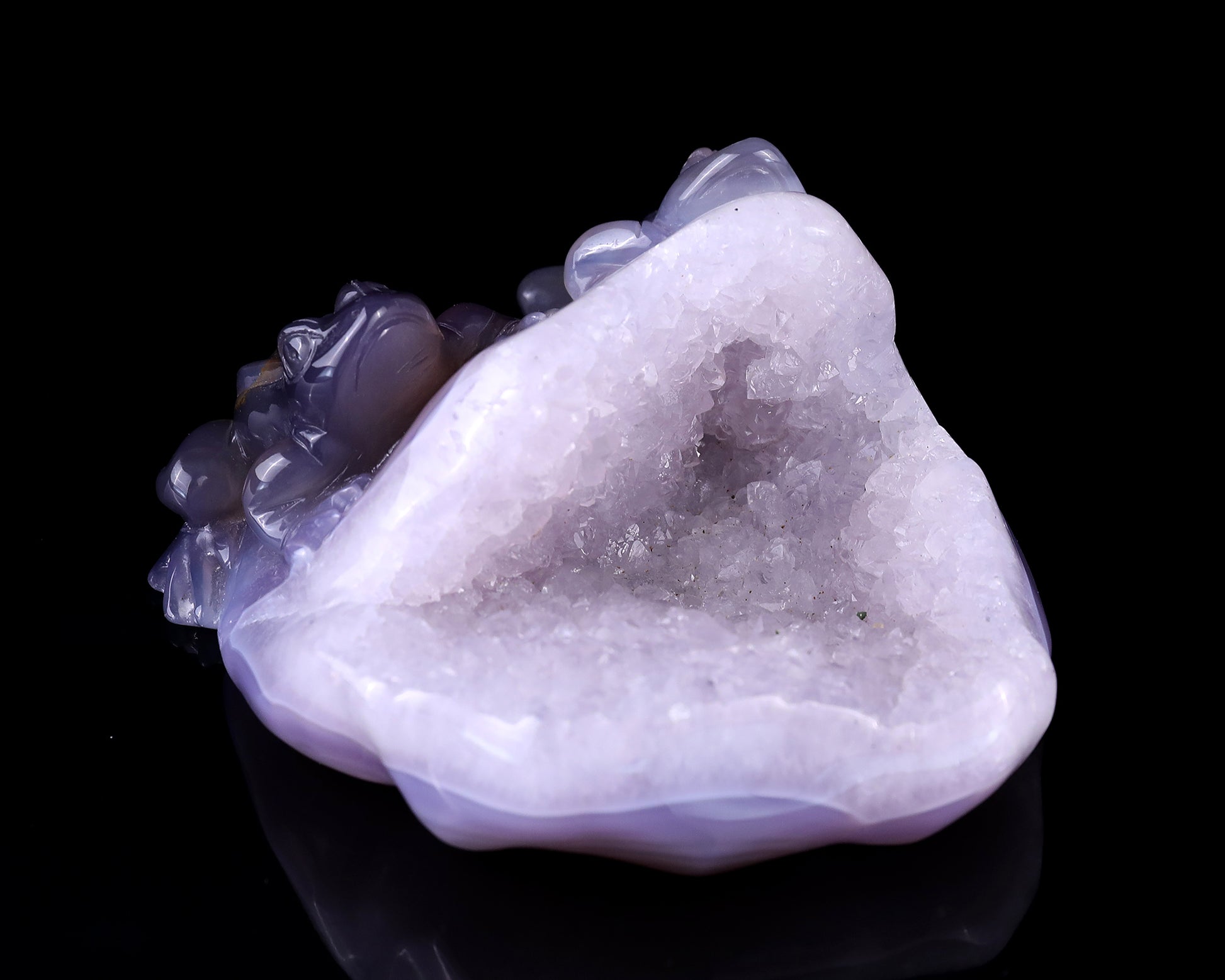 4.4" Geode Agate Hand Carved Crystal Frog Sculpture Crystallumi