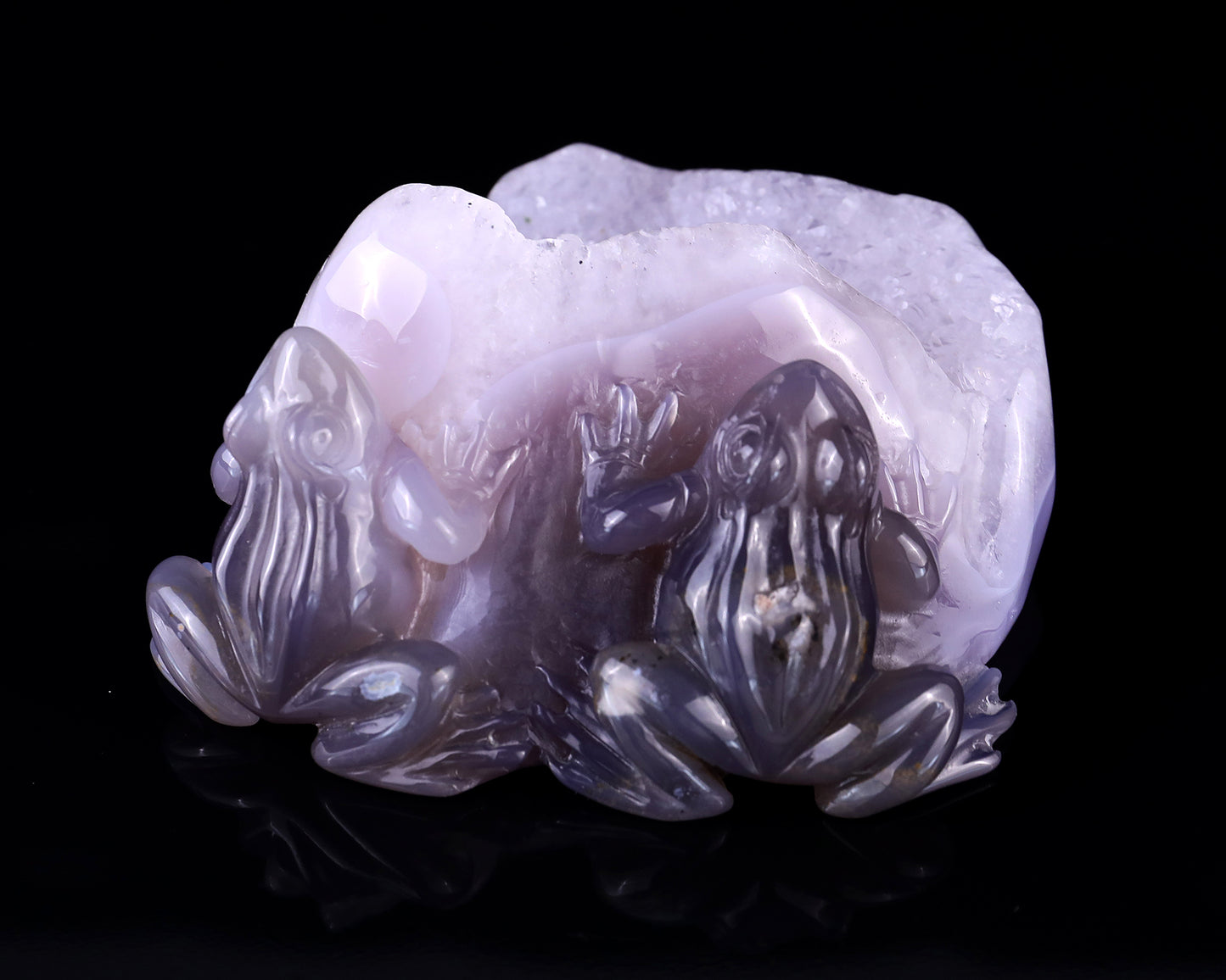 4.4" Geode Agate Hand Carved Crystal Frog Sculpture Crystallumi