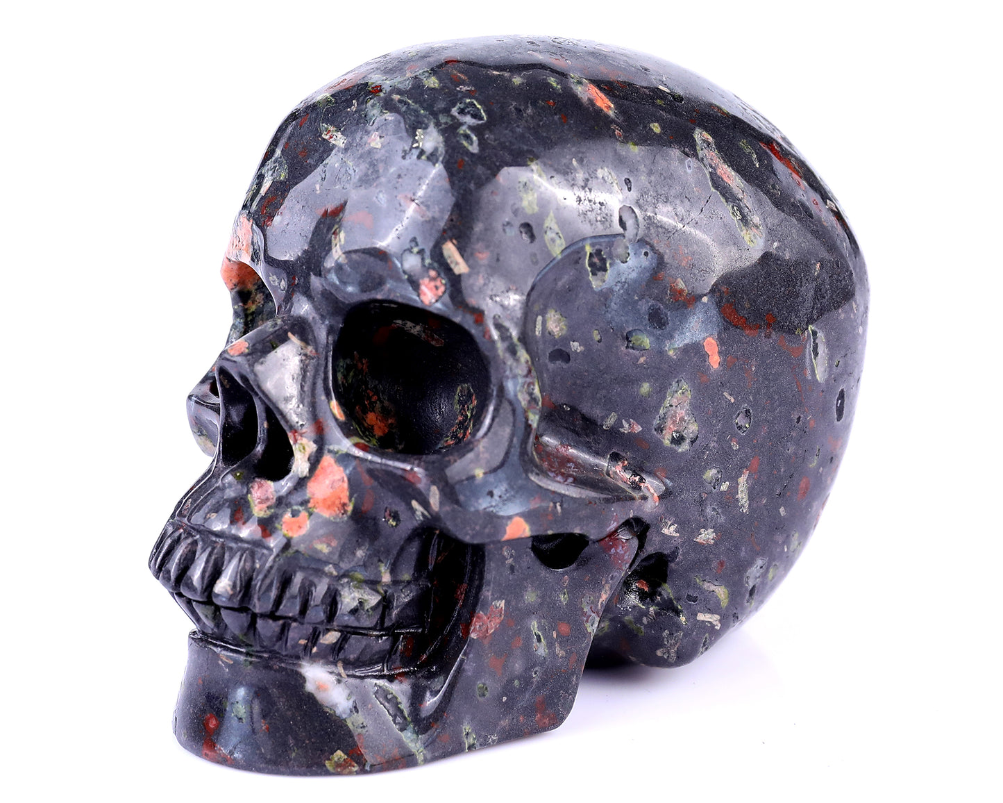 4.4" Plumite Hand Carved Crystal Realistic Skull Sculpture Crystallumi