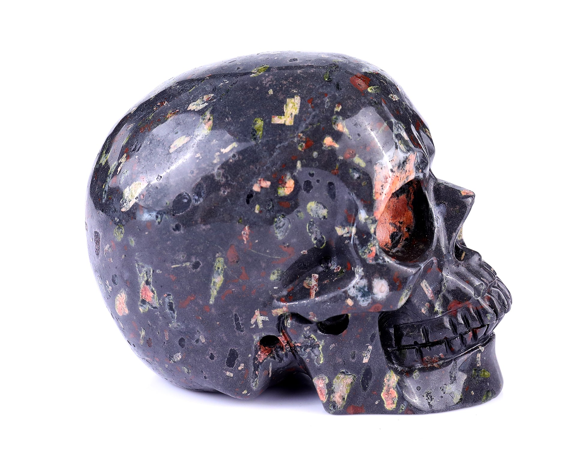 4.4" Plumite Hand Carved Crystal Realistic Skull Sculpture Crystallumi