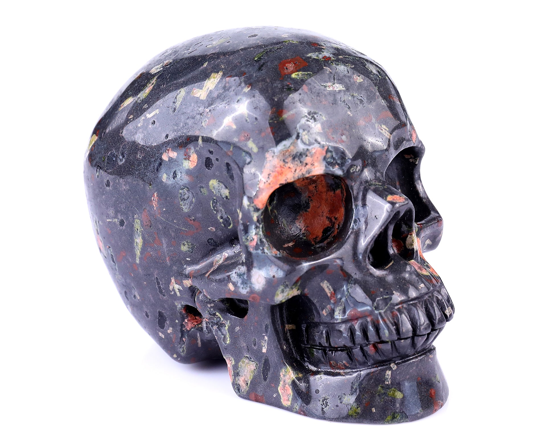 4.4" Plumite Hand Carved Crystal Realistic Skull Sculpture Crystallumi