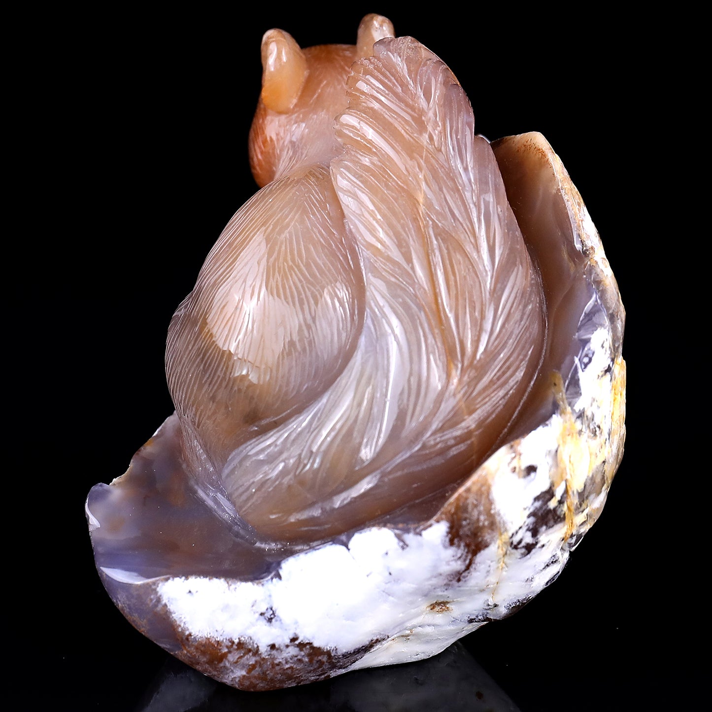 4.5" Chalcedony Hand Carved Crystal Squirrel Sculpture Crystallumi