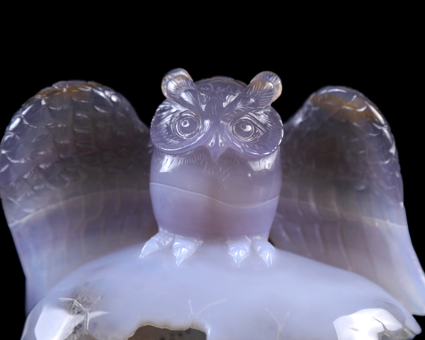 4.6" Blue Chalcedony Hand Carved Crystal Owl Sculpture Crystallumi