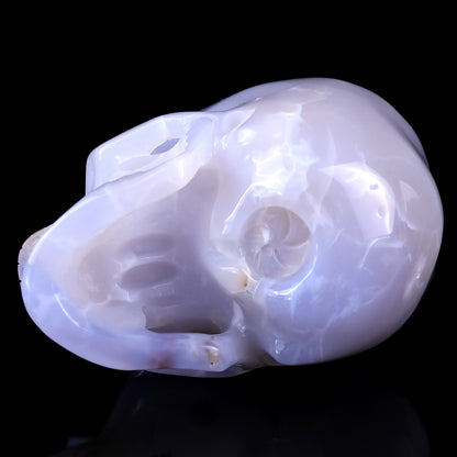 4.6" Blue Chalcedony Hand Carved Crystal Realistic Skull Sculpture Crystallumi