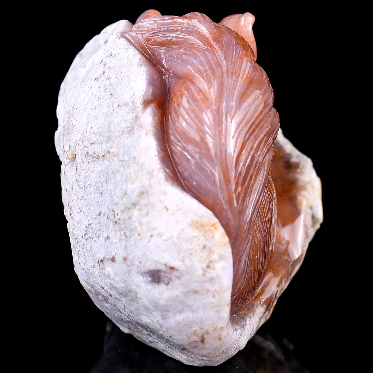 4.6" Chalcedony Hand Carved Crystal Squirrel Sculpture Crystallumi