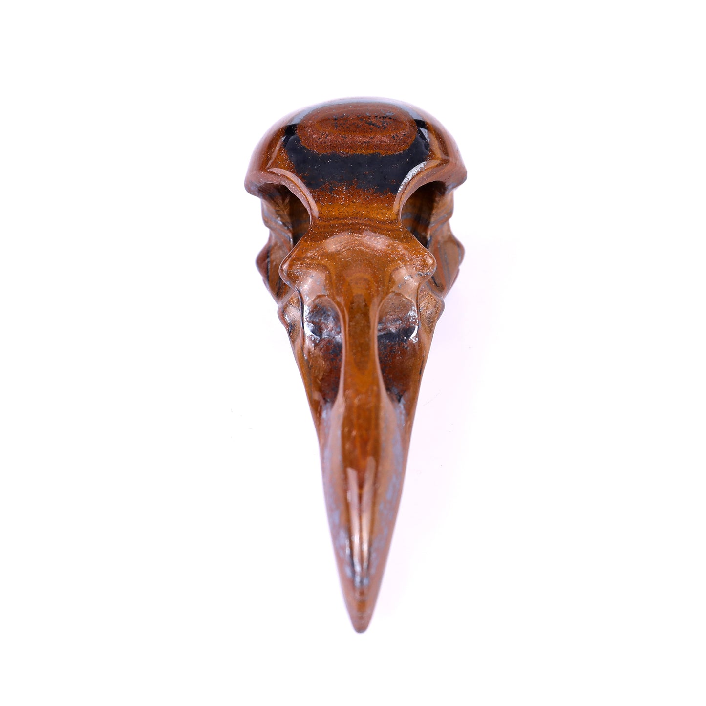 4.6" Tiger Iron Eye Hand Carved Crystal Raven Skull Sculpture Crystallumi