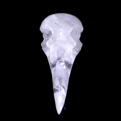 4.7" Angolan Quartz Hand Carved Crystal Raven Skull Sculpture Crystallumi