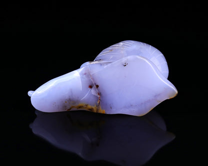 4.7" Blue Chalcedony Hand Carved Crystal Snail Sculpture Crystallumi