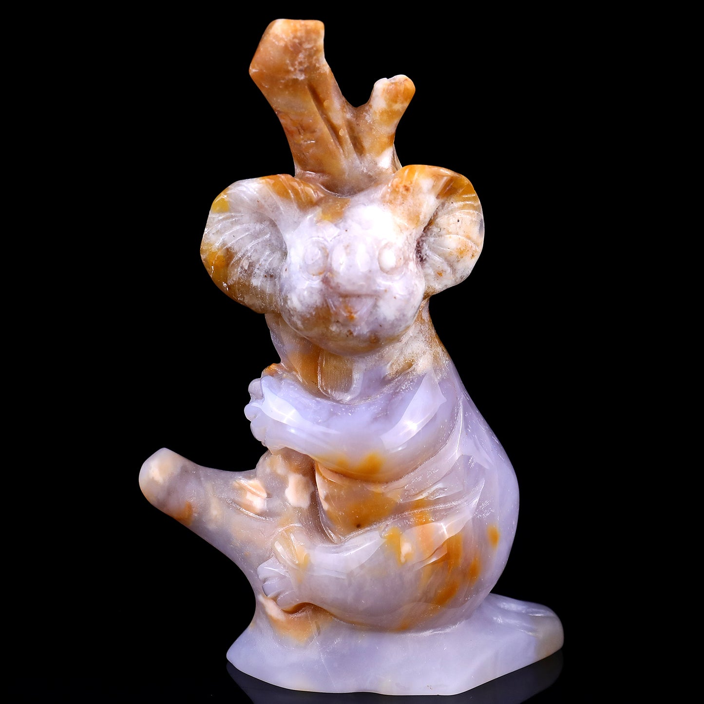 4.7" Chalcedony Hand Carved Crystal Koala Sculpture Crystallumi