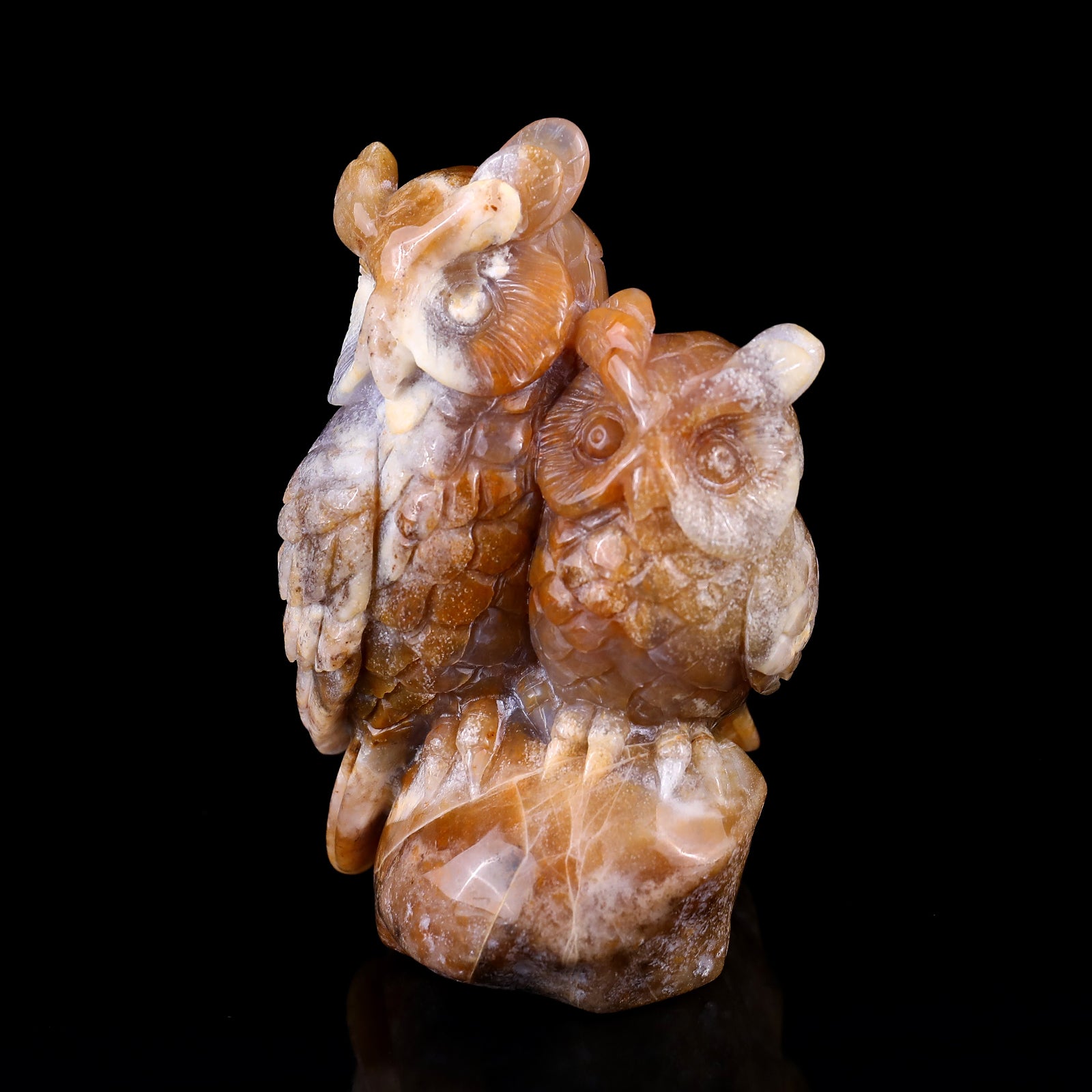 4.7" Chalcedony Hand Carved Crystal Owl Sculpture Crystallumi