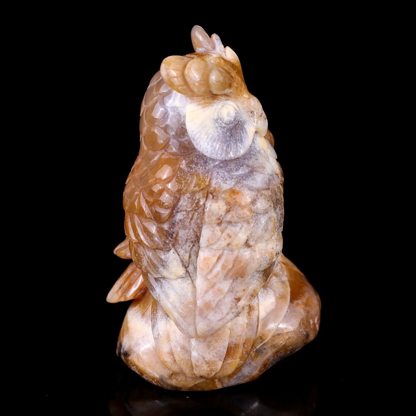 4.7" Chalcedony Hand Carved Crystal Owl Sculpture Crystallumi