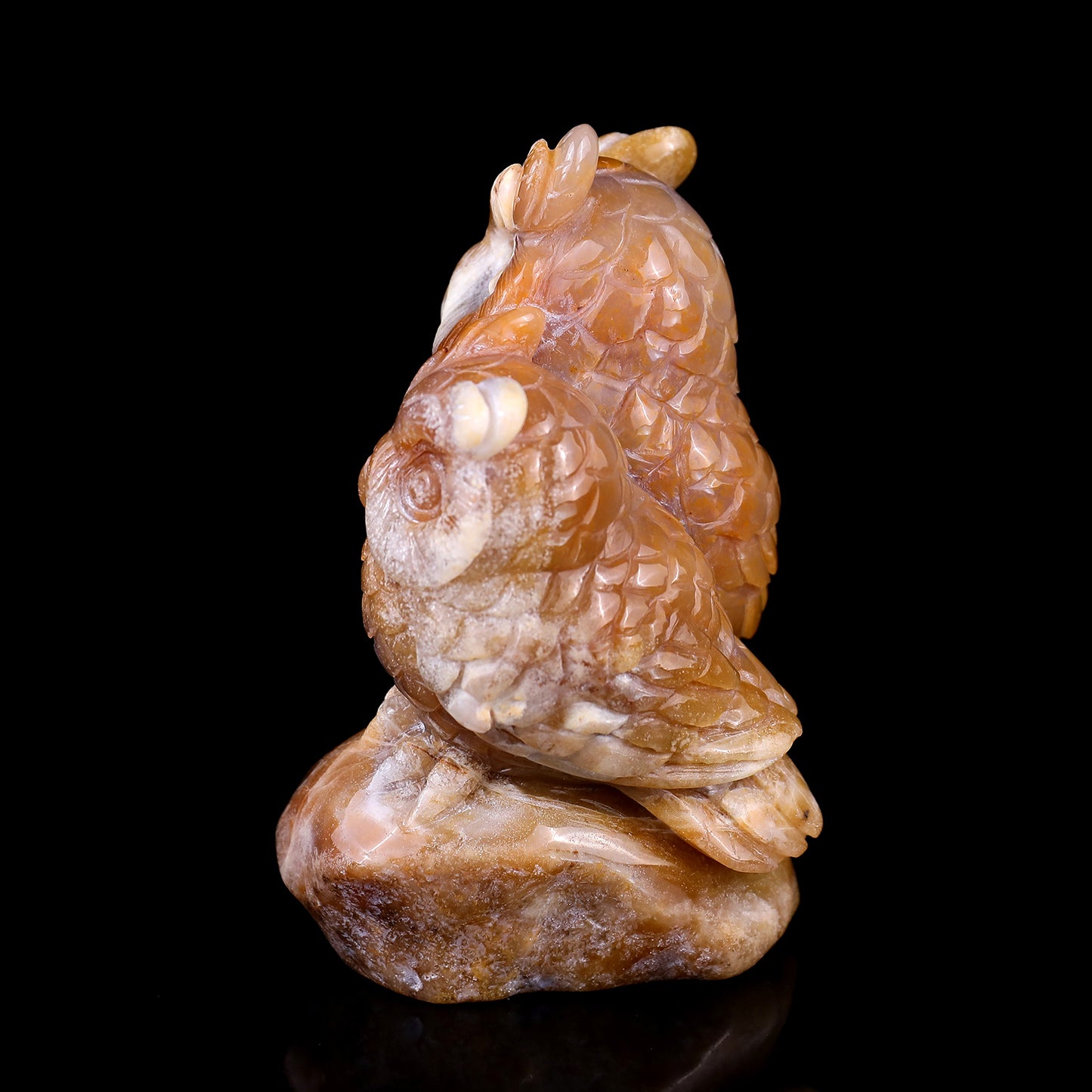 4.7" Chalcedony Hand Carved Crystal Owl Sculpture Crystallumi