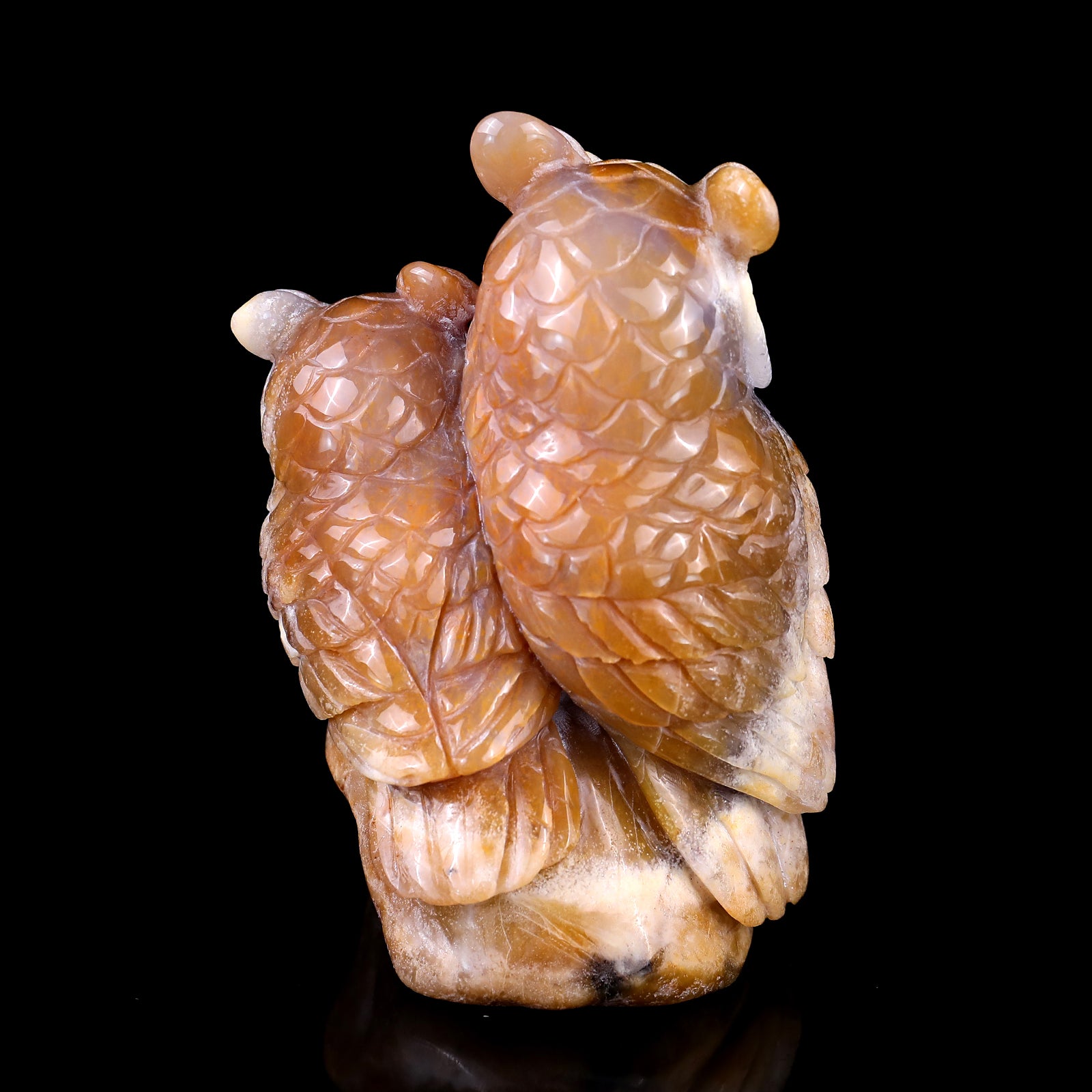 4.7" Chalcedony Hand Carved Crystal Owl Sculpture Crystallumi