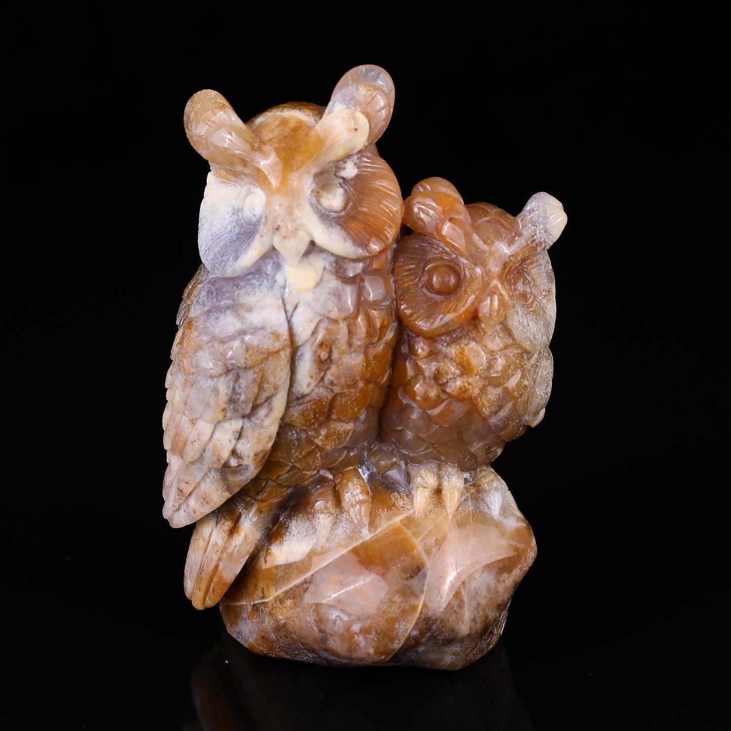 4.7" Chalcedony Hand Carved Crystal Owl Sculpture Crystallumi