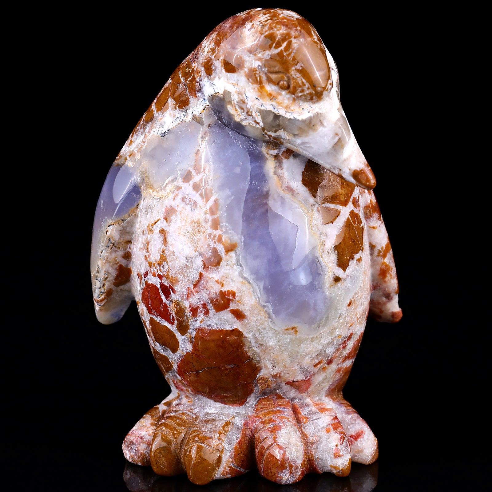 4.7" Chalcedony Hand Carved Crystal Penguin Sculpture Crystallumi