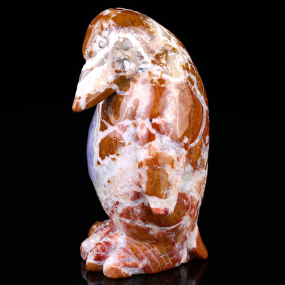 4.7" Chalcedony Hand Carved Crystal Penguin Sculpture Crystallumi