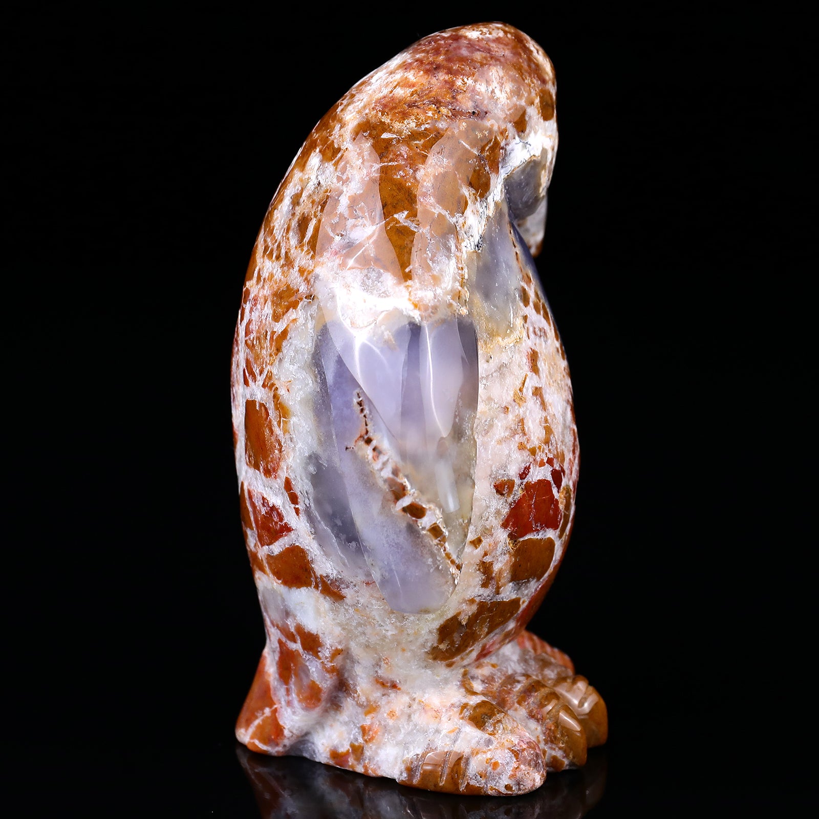 4.7" Chalcedony Hand Carved Crystal Penguin Sculpture Crystallumi