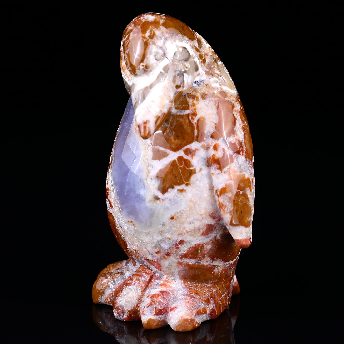 4.7" Chalcedony Hand Carved Crystal Penguin Sculpture Crystallumi