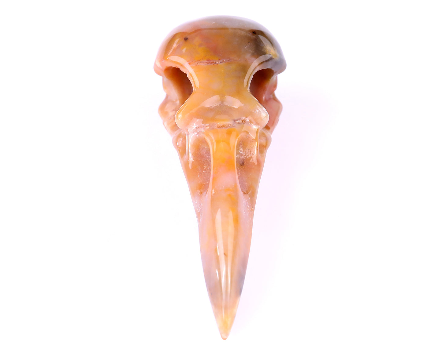 4.7" Chalcedony Hand Carved Crystal Raven Skull Sculpture Crystallumi