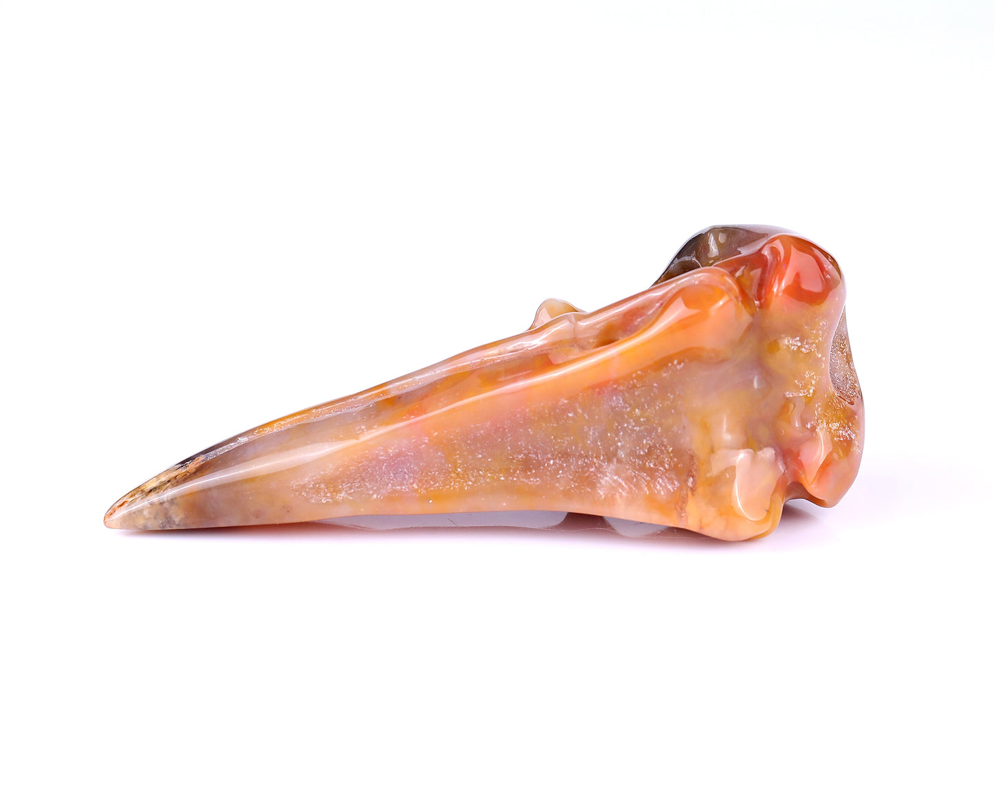 4.7" Chalcedony Hand Carved Crystal Raven Skull Sculpture Crystallumi