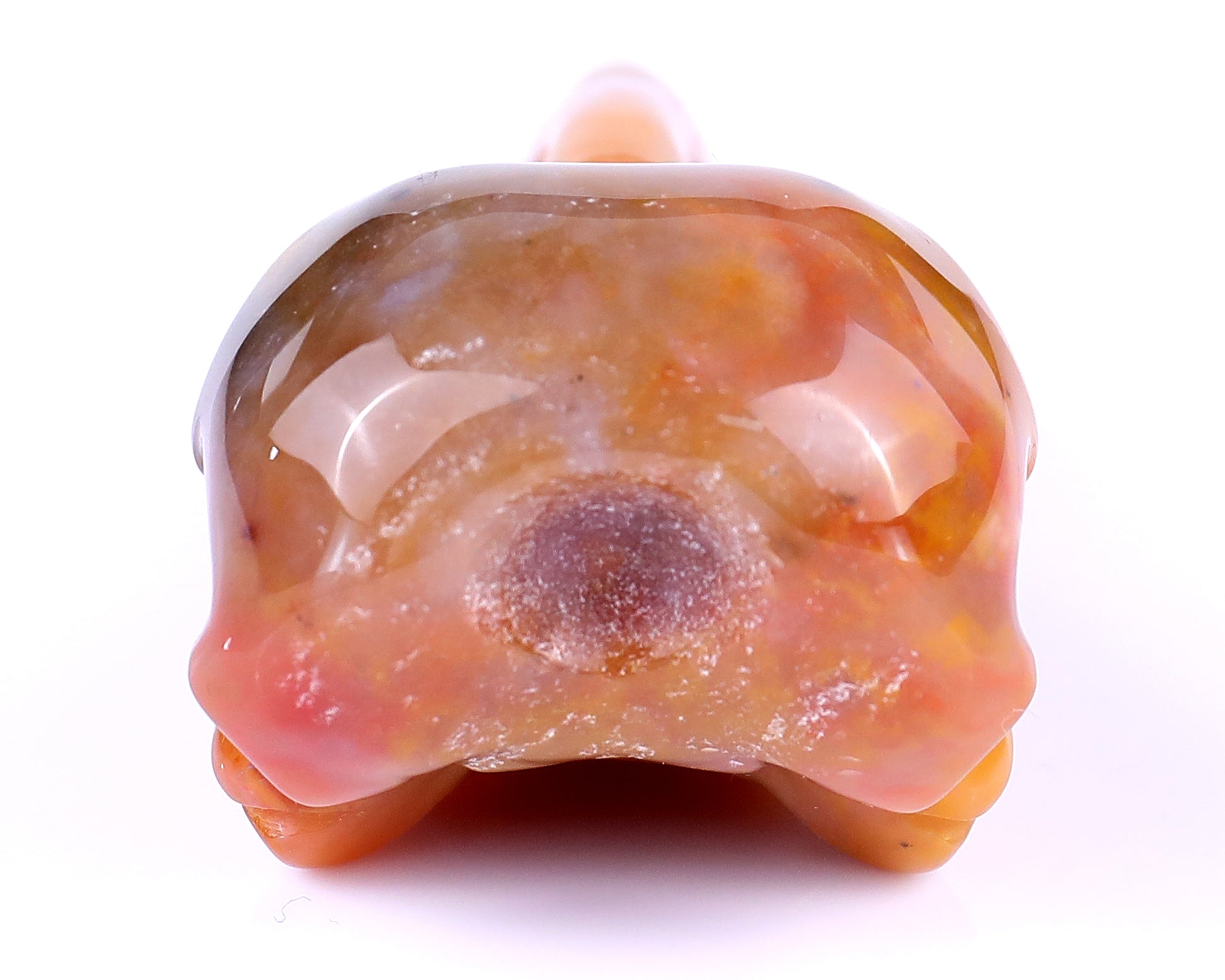 4.7" Chalcedony Hand Carved Crystal Raven Skull Sculpture Crystallumi