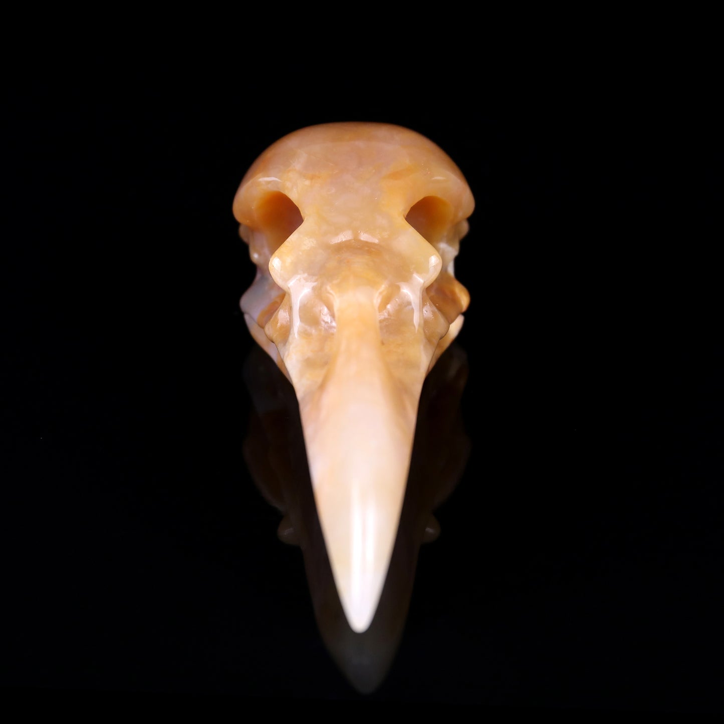 4.7" Chalcedony Hand Carved Crystal Raven Skull Sculpture Crystallumi