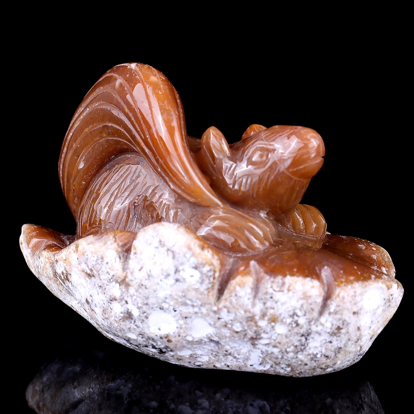 4.7" Chalcedony Hand Carved Crystal Squirrel Sculpture Crystallumi