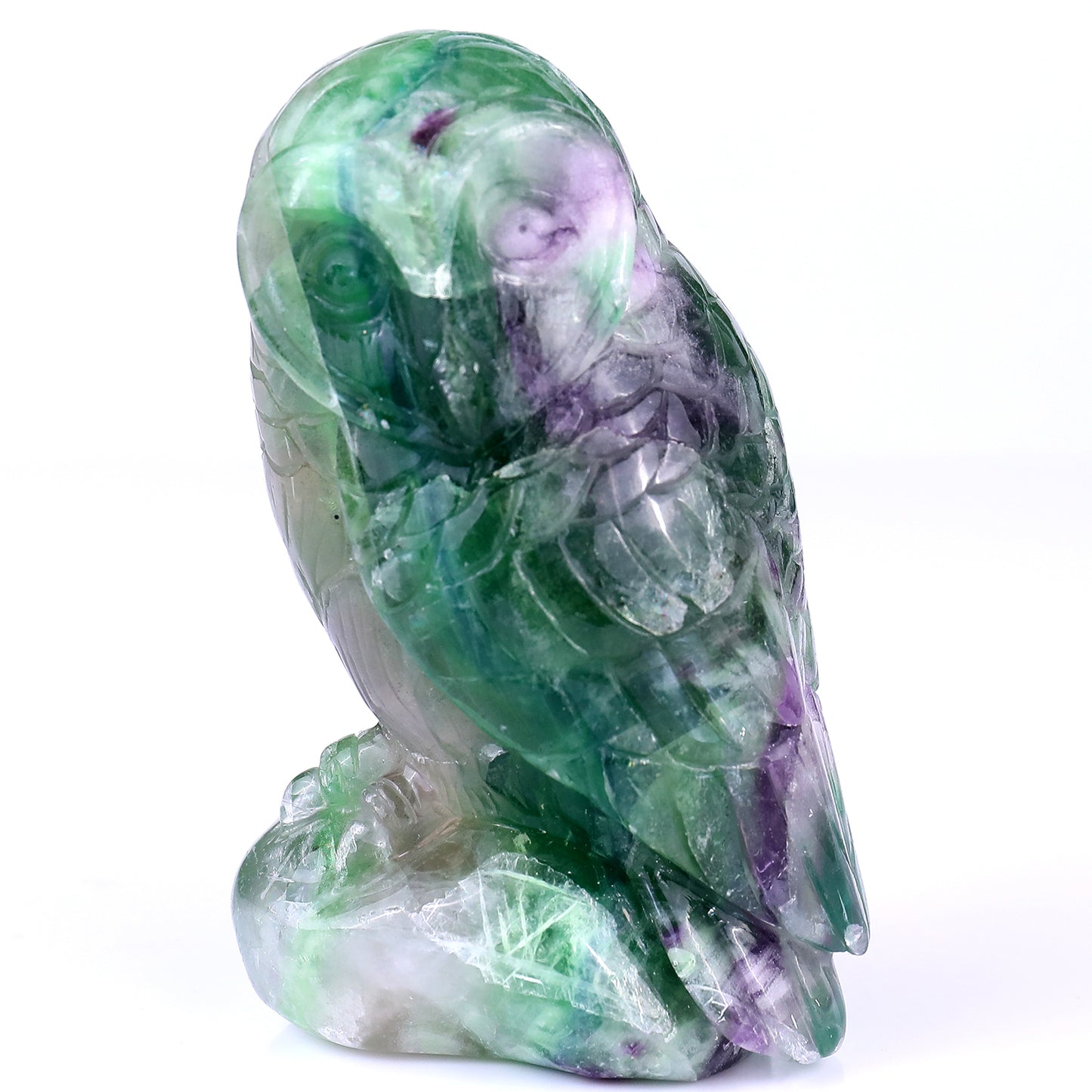 4.7" Colorful Fluorite Hand Carved Crystal Parrot Sculpture Crystallumi