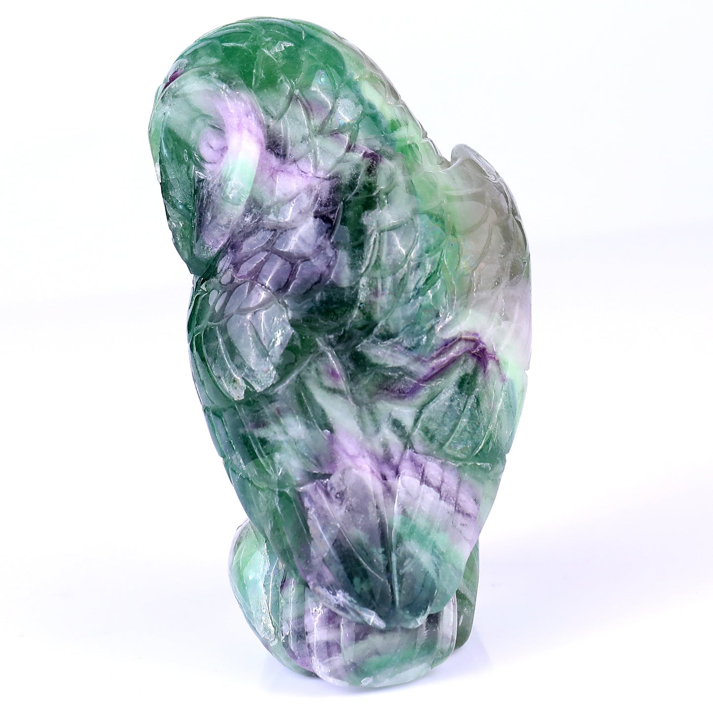 4.7" Colorful Fluorite Hand Carved Crystal Parrot Sculpture Crystallumi