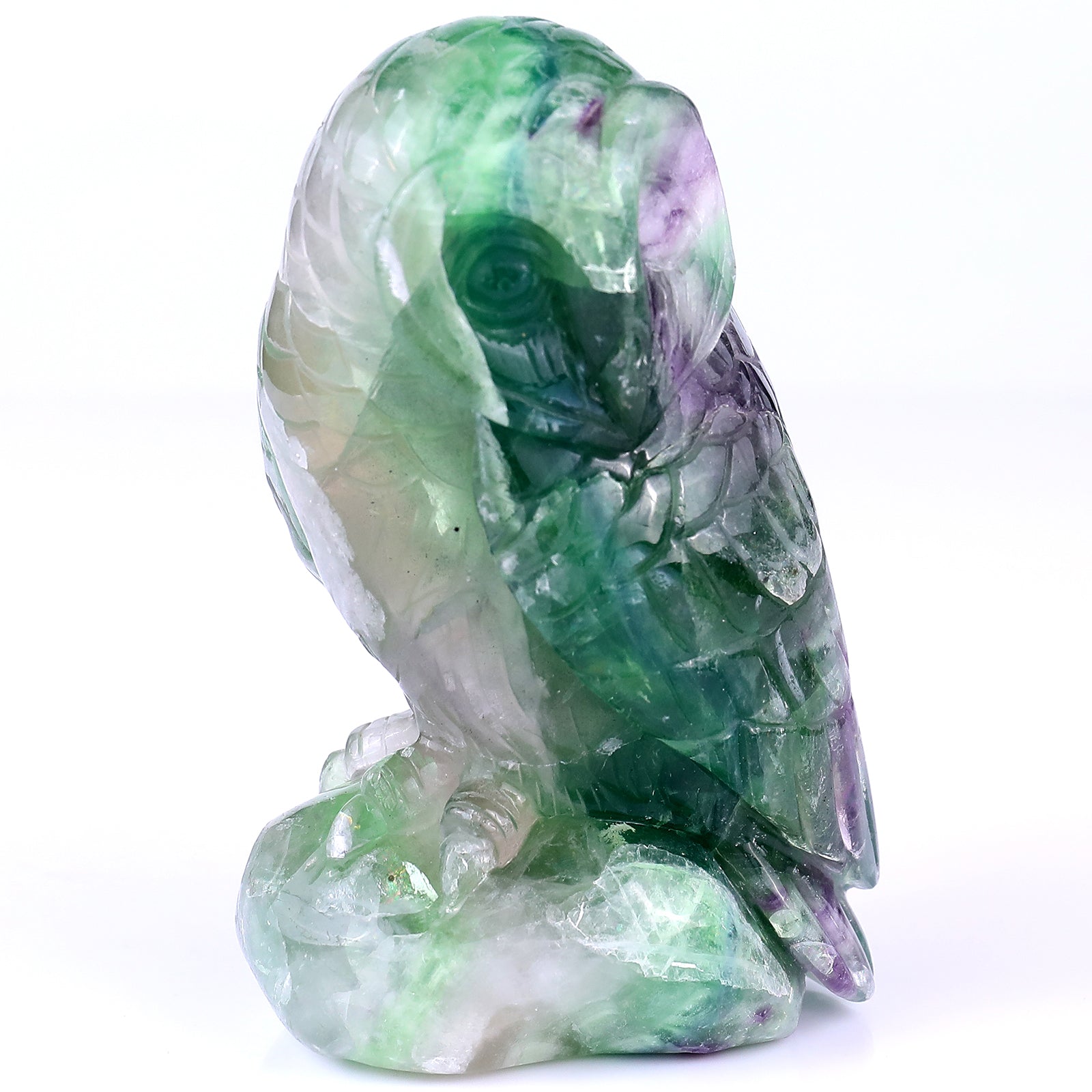 4.7" Colorful Fluorite Hand Carved Crystal Parrot Sculpture Crystallumi