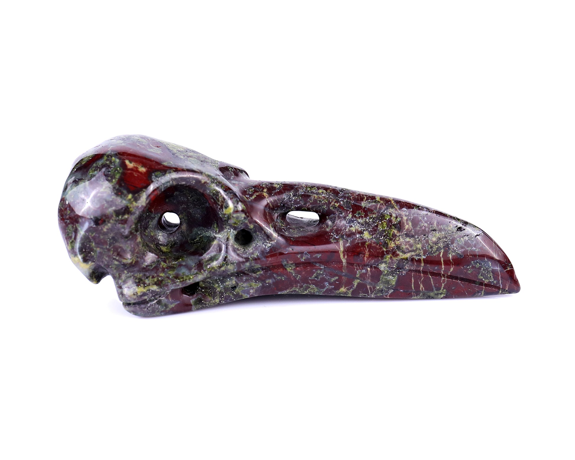 4.7" Dragon Blood Jasper Hand Carved Crystal Raven Skull Sculpture Crystallumi