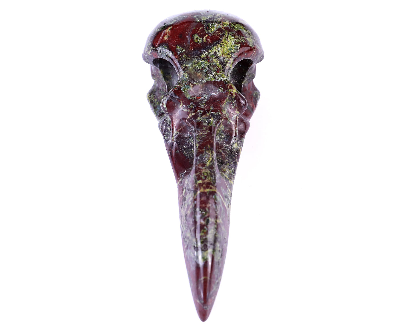 4.7" Dragon Blood Jasper Hand Carved Crystal Raven Skull Sculpture Crystallumi