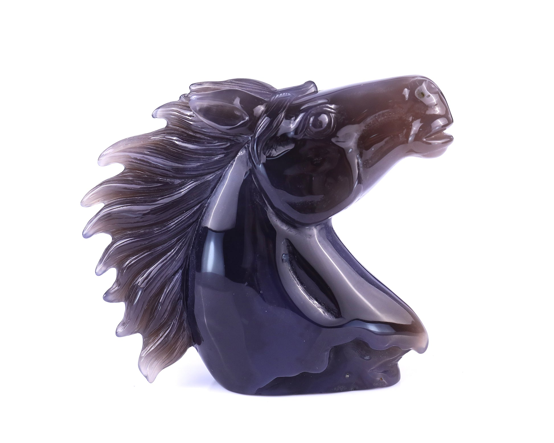 4.7" Geode Agate Hand Carved Crystal Horse Head Sculpture Crystallumi