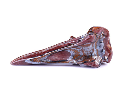 4.7" Tiger Iron Eye Hand Carved Crystal Raven Skull Sculpture Crystallumi