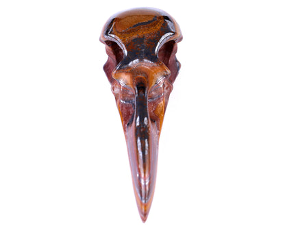 4.7" Tiger Iron Eye Hand Carved Crystal Raven Skull Sculpture Crystallumi