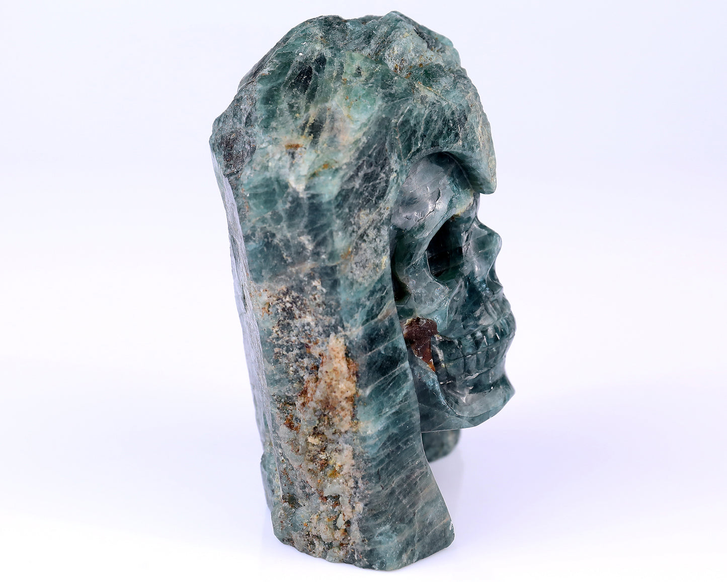 4.8" Blue Apatite Hand Carved Mineral Specimen Skull Sculpture Crystallumi