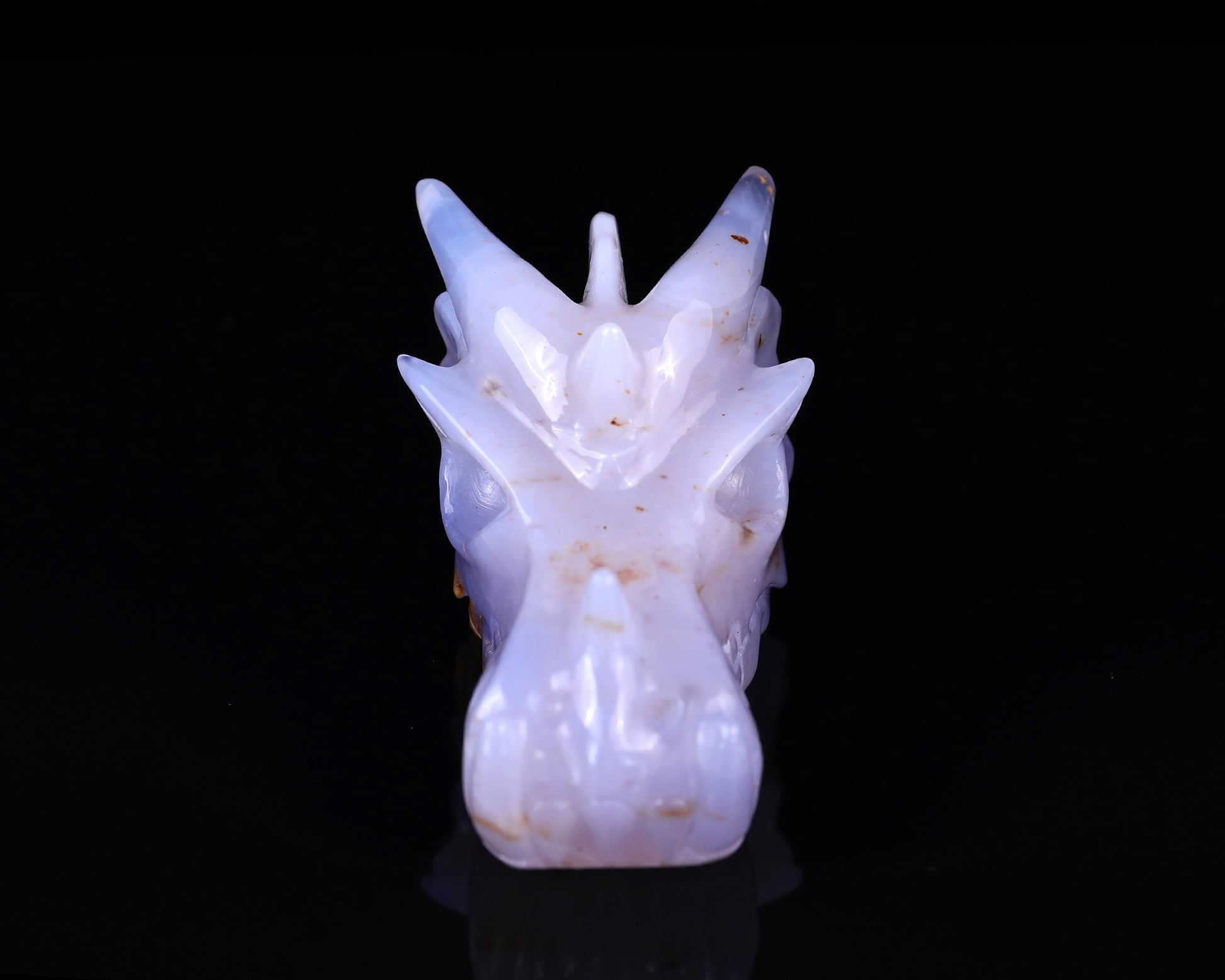 4.8" Blue Chalcedony Hand Carved Crystal Dragon Skull Sculpture Crystallumi