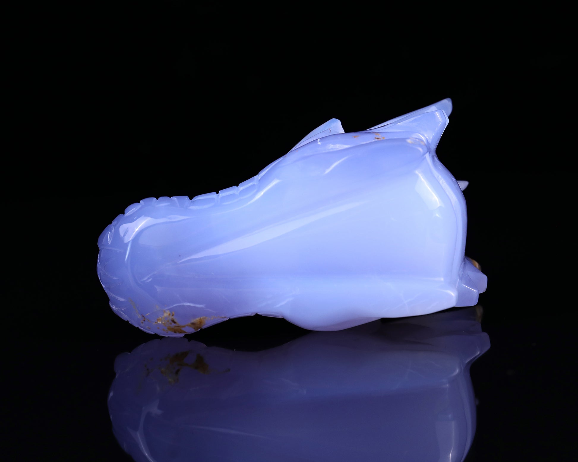 4.8" Blue Chalcedony Hand Carved Crystal Dragon Skull Sculpture Crystallumi