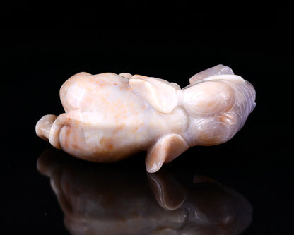 4.8" Chalcedony Hand Carved Crystal Elephant Sculpture Crystallumi