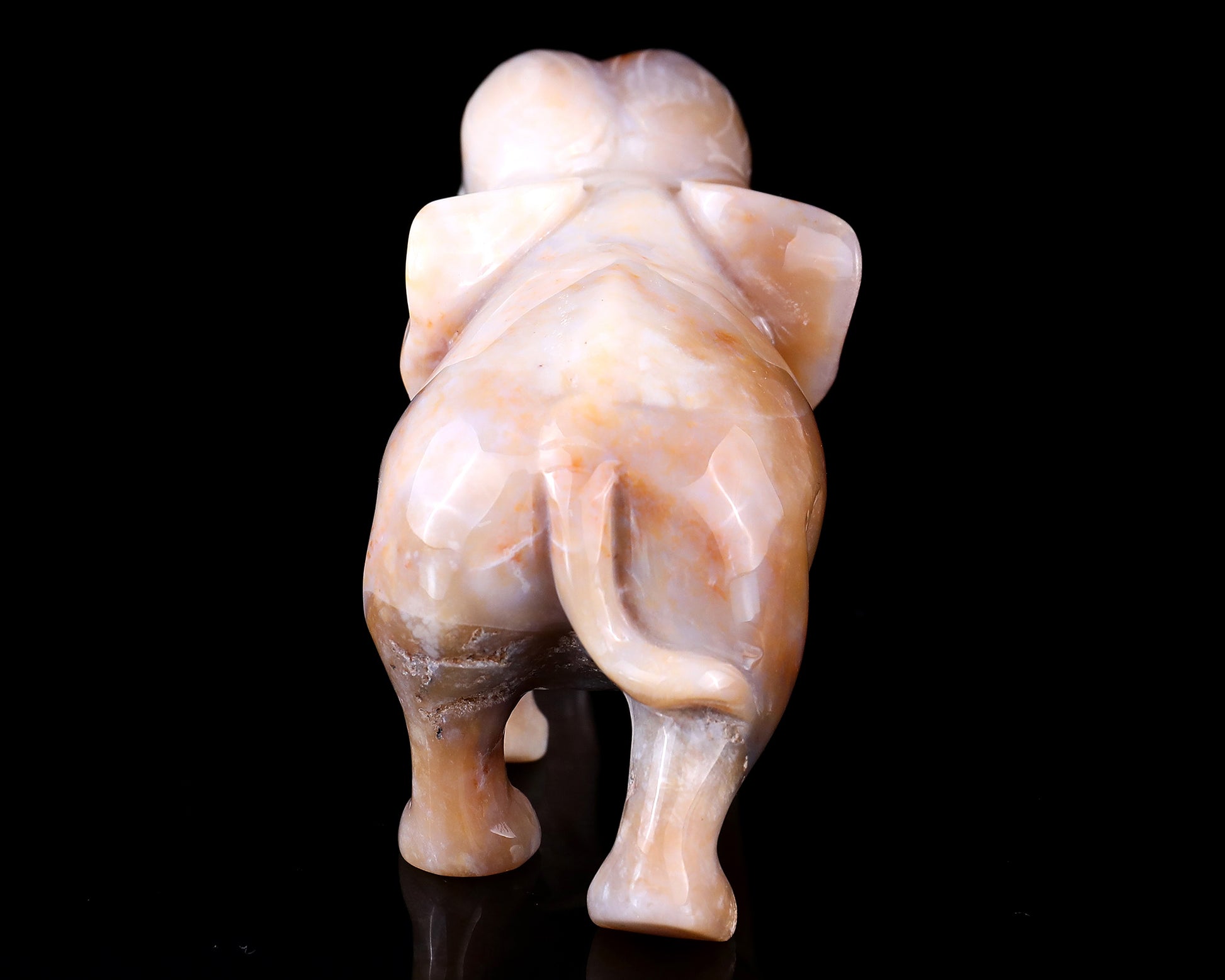 4.8" Chalcedony Hand Carved Crystal Elephant Sculpture Crystallumi