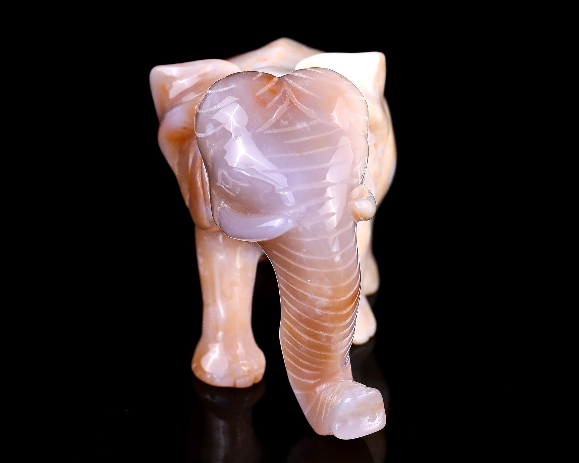 4.8" Chalcedony Hand Carved Crystal Elephant Sculpture Crystallumi